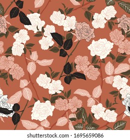 Floral seamless pattern with roses