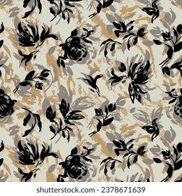 Floral seamless pattern roses. Botanical illustration for fabric and textile.