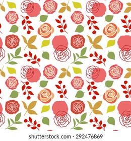 Floral Seamless Pattern with roses, can be used for wallpaper, web page background, greeting card, fabric print