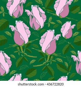 Floral seamless pattern with roses. Hand drawn floral texture.