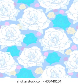 Floral seamless pattern with roses. Hand drawn floral texture.