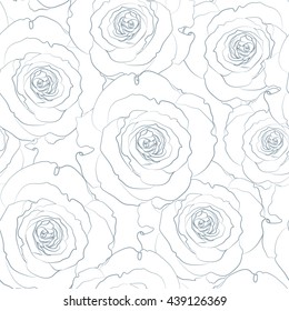 Floral seamless pattern with roses. Hand drawn floral texture. Vector background with flowers.