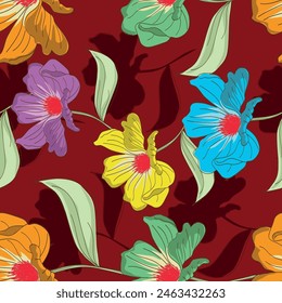 Floral seamless pattern with roses and lilies for surface design