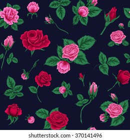 Floral Seamless Pattern with Roses. Vector illustration for your celebration