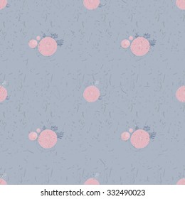 Floral Seamless Pattern. Round Hand Drawn Pink Asters on Grey Background. Vector Print Design.