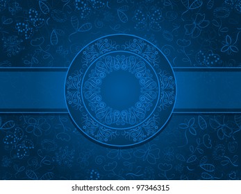 Floral Seamless Pattern with Round Lace Ornament. Vector Illustration