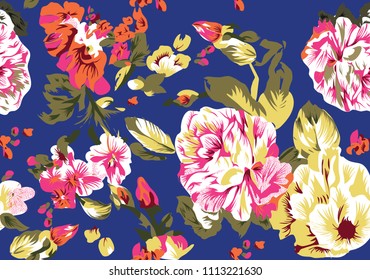 Floral seamless pattern royal