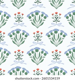 Floral seamless pattern, royal decorative wallpaper with flowers bouquets, romantic damask background