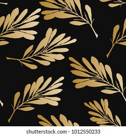 Floral seamless pattern. Royal luxury wallpaper. Vector illustration. Gold leaf background