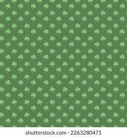 Patrón floral sin fisuras. Antecedentes del día de San Patrón con shamrock. Alfombra abstracta de césped. Símbolo irlandés de adorno afortunado. Diseño con hojas de trébol para tarjeta de decoración, sitio web, envoltura, textil