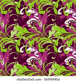 Floral seamless pattern. Sample for fabric and paper. Grass and flowers. Creative decorative design.