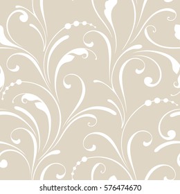 Floral seamless pattern. Sample tile for fabric and paper. Fashionable design for textiles, papers and Wallpapers. Beige color. 