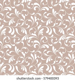 Floral seamless pattern. Sample tile for fabric and paper. Soft design for textiles, papers and Wallpapers. Beige color.  Vintage flowery background.