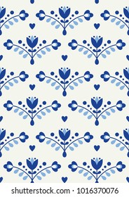 Floral seamless pattern in scandinavian style. Vector Illustration.