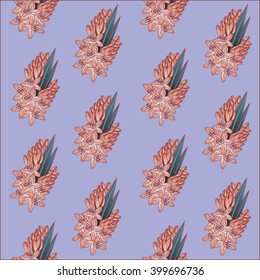 Floral seamless pattern. Scylla. Bell. Gladiolus. Primrose vector.