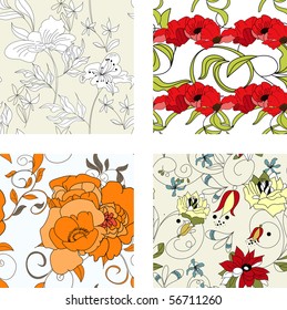Floral seamless pattern. Set 5