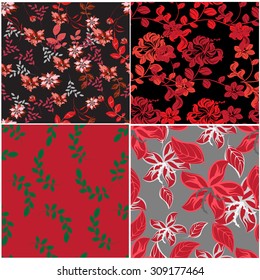 Floral Seamless Pattern Set  - Illustration Flower, Single Flower, Floral Pattern, Pattern, Backgrounds 