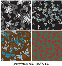 Floral Seamless Pattern Set  - Illustration Flower, Single Flower, Floral Pattern, Pattern, Backgrounds 