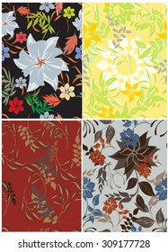 Floral Seamless Pattern Set  - Illustration Flower, Single Flower, Floral Pattern, Pattern, Backgrounds 