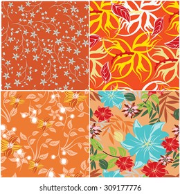 Floral Seamless Pattern Set  - Illustration Flower, Single Flower, Floral Pattern, Pattern, Backgrounds 