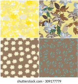 Floral Seamless Pattern Set  - Illustration Flower, Single Flower, Floral Pattern, Pattern, Backgrounds 