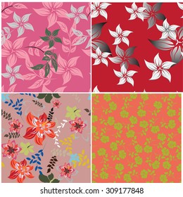 Floral Seamless Pattern Set  - Illustration Flower, Single Flower, Floral Pattern, Pattern, Backgrounds 