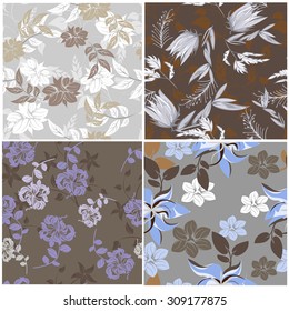Floral Seamless Pattern Set  - Illustration Flower, Single Flower, Floral Pattern, Pattern, Backgrounds 