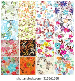  Conjunto de patrones sin soldadura floral - Ilustración
Flor, Flor simple, Patrón floral, Patrón, Fondo
