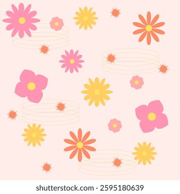  floral seamless pattern. Set of vintage style. flower background illustration.