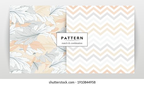 Floral seamless pattern sets. Plant texture for fabric, wrapping, wallpaper and paper. Decorative print.
