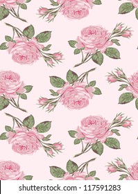 Floral Seamless Pattern. Shabby Chic Rose Background For Scrapbooking