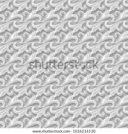 Floral Seamless Pattern with Shadow and Three-D Effect. For Invitation Cards, Decor and Decorating Weddings or other Celebration Party