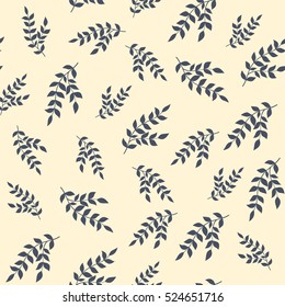Floral seamless pattern. Silhouette of branches with leaves on a beige background. Eps10 
vector illustration. 