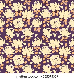 Floral seamless Pattern. Silhouette of flowers vector background