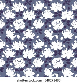 Floral seamless Pattern. Silhouette of flowers vector background