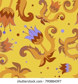Floral seamless pattern simple background in yellow