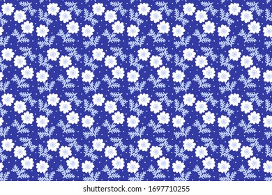 Floral seamless pattern with simple cute small wild flowers vector illustration