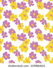 Floral seamless pattern. Simple cute flowers. Vector botanical illustration. Summer design.