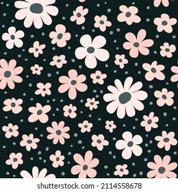 Floral seamless pattern with simple flower. Can be used for fabric, wrapping paper, scrapbooking, textile, banner and other design.