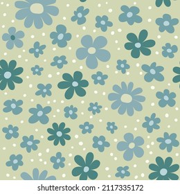 Floral seamless pattern with simple flower in pastel colors. Can be used for fabric, wrapping paper, scrapbooking, textile, banner and other design.