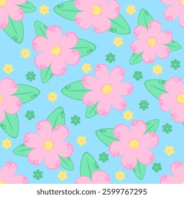 Floral seamless pattern of simple flowers. flower Seamless Pattern design. Trendy floral pattern. Vector illustration.