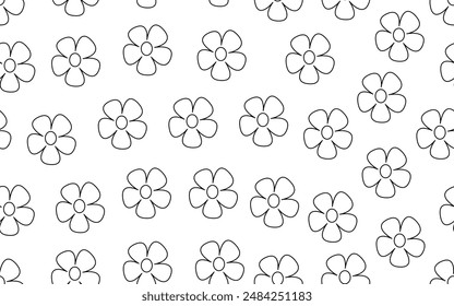 floral patrón sin fisuras simple vintage mínimo retro textura de Vector repetible textura textil papel de impresión de fondo Fondo de pantalla negro blanco