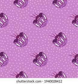 Floral sin costuras con elementos de flores folclóricas de estilo sencillo. Antecedentes de puntos violentos. Obra de arte natural. Diseñado para el diseño de tejidos, impresión textil, envoltura, cubierta. Ilustración vectorial.