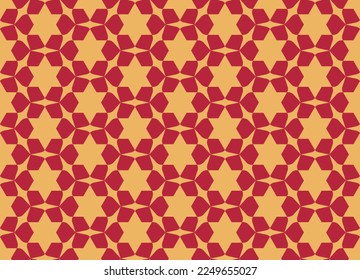 Floral seamless pattern with six pointed starts and flowers vector illustration