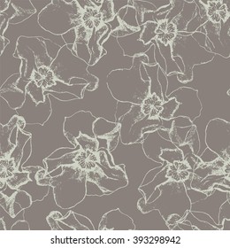 Floral seamless pattern with sketch flowers.
