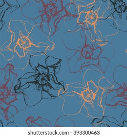 Floral seamless pattern with sketch flowers.