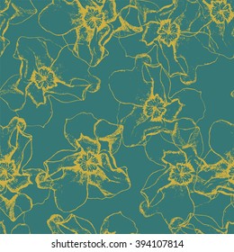 Floral seamless pattern with sketch flowers.