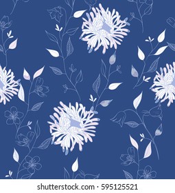 Floral seamless pattern. Sketch style. 