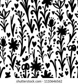 Floral seamless pattern, sketch for your design. Vector illustration