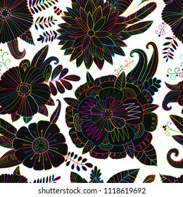 Floral seamless pattern, sketch for your design